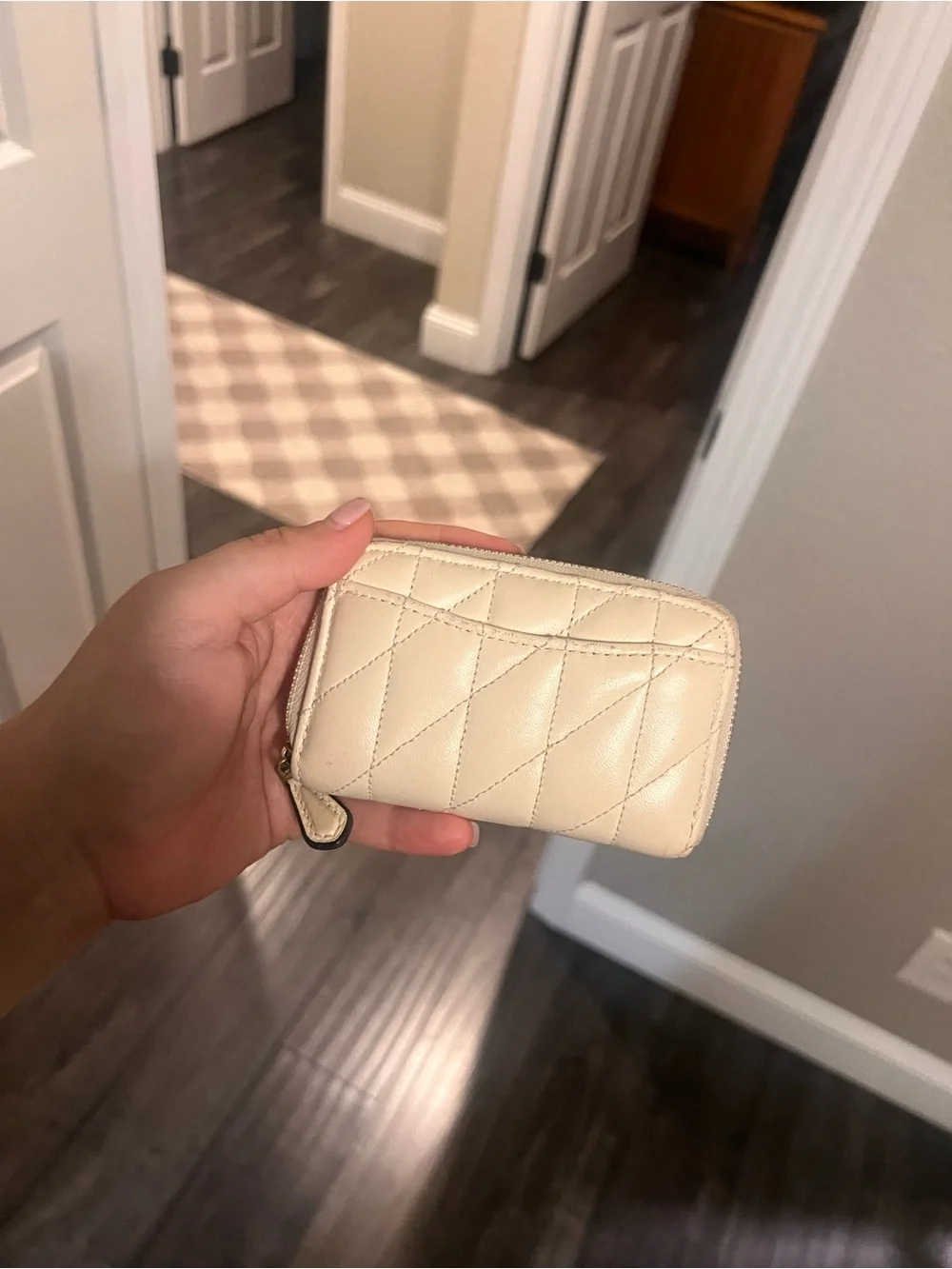 Quilted Cream Leather Coach Wallet